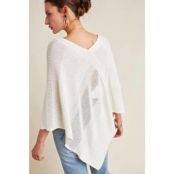 ANTHROPOLOGIE Padma Knit Poncho Ivory M/L - Picture 2 of 7